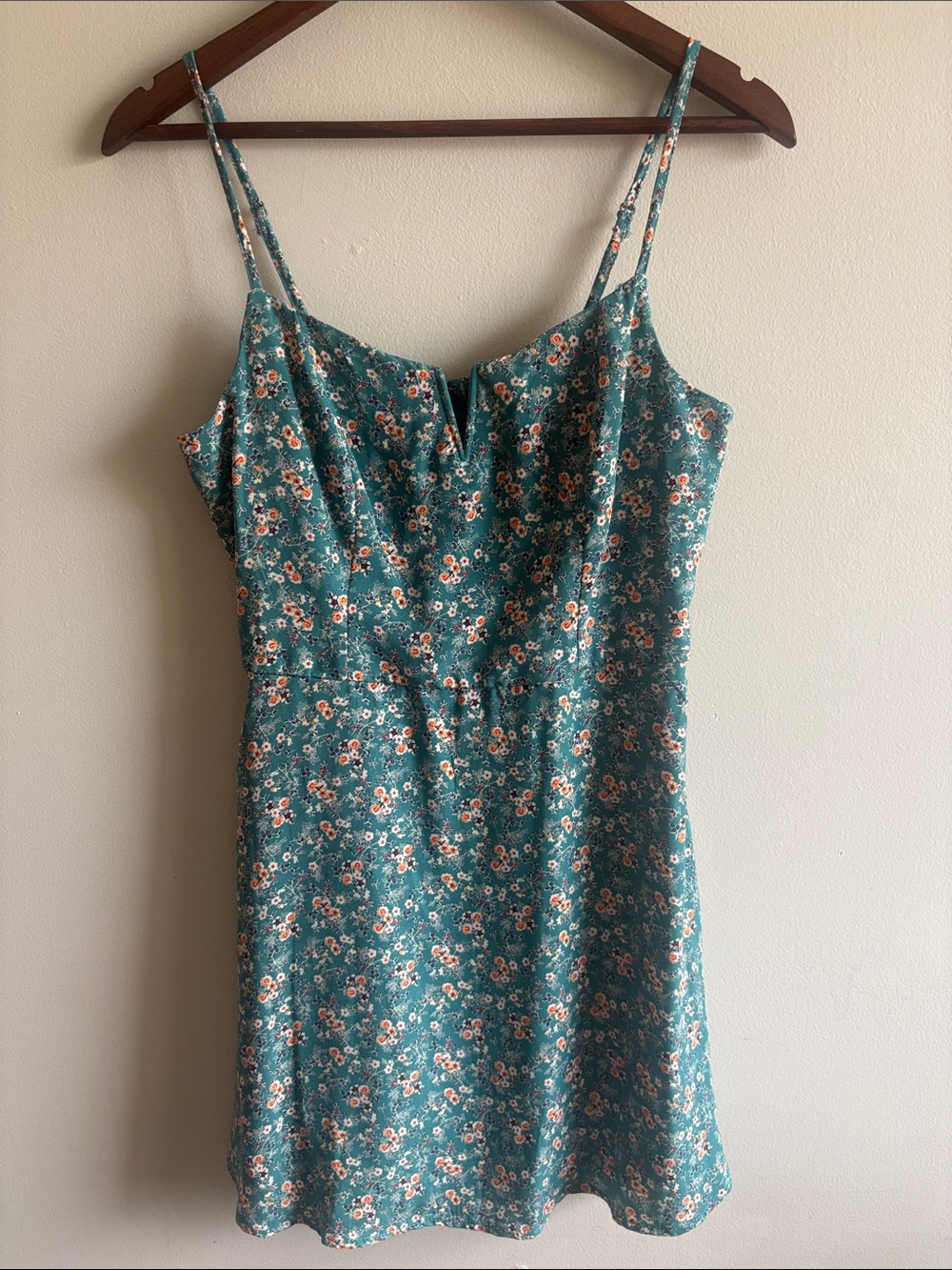 Row A Teal Floral Slip Dress NWT Large‎ Cottagecore Midi